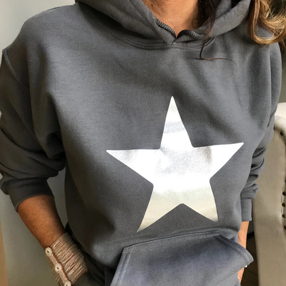 silver star hoodie - clearance